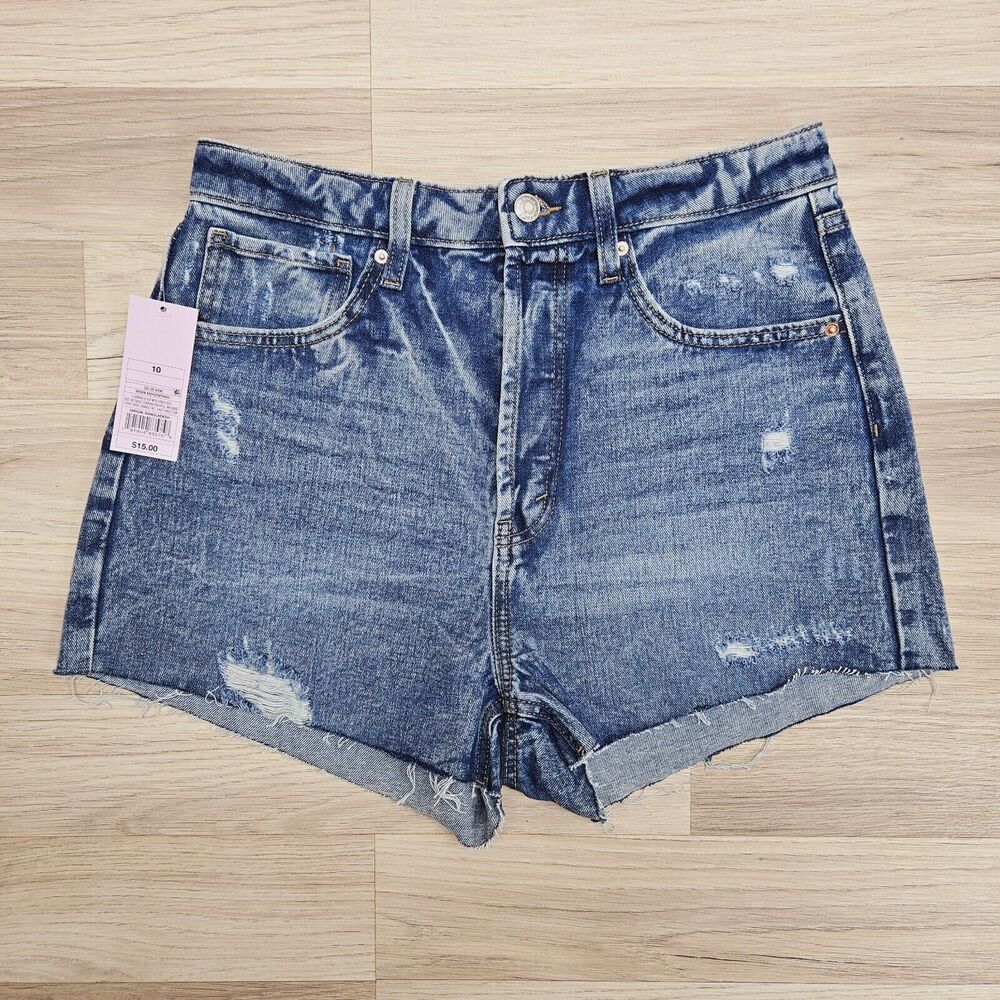 WILD FABLE Womens Blue Distressed Cutoff High Rise Jean Shorts Size 10
